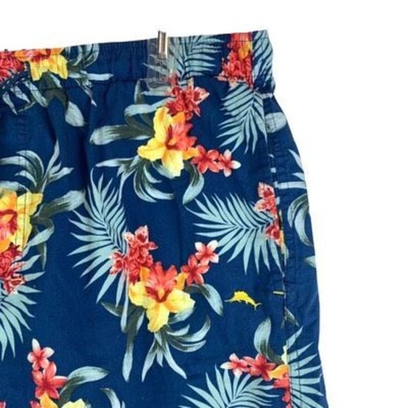 Tommy Bahama Mens Large Blue 100% Cotton Flower Design Drawstring Shorts - Picture 3 of 12